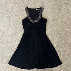 JS Boutique Black Mini Dress with Embellished Neckline